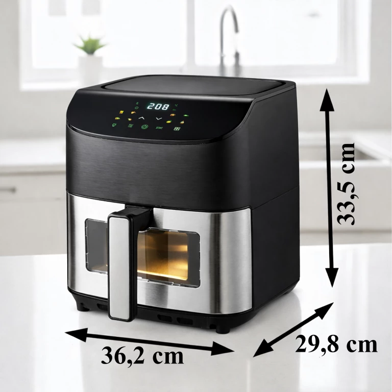 Air Fryer 6L cu fereastra de vizualizare, 1500W, 8 programe inteligente, panou tactil digital, temperatura reglabila 80-200°C, negru [5]