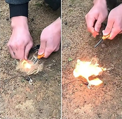 Amnar aprindere foc camping si supravietuire, tija feroceriu 10.8 cm, striker multifunctional cu rigla, rezistent la apa [2]