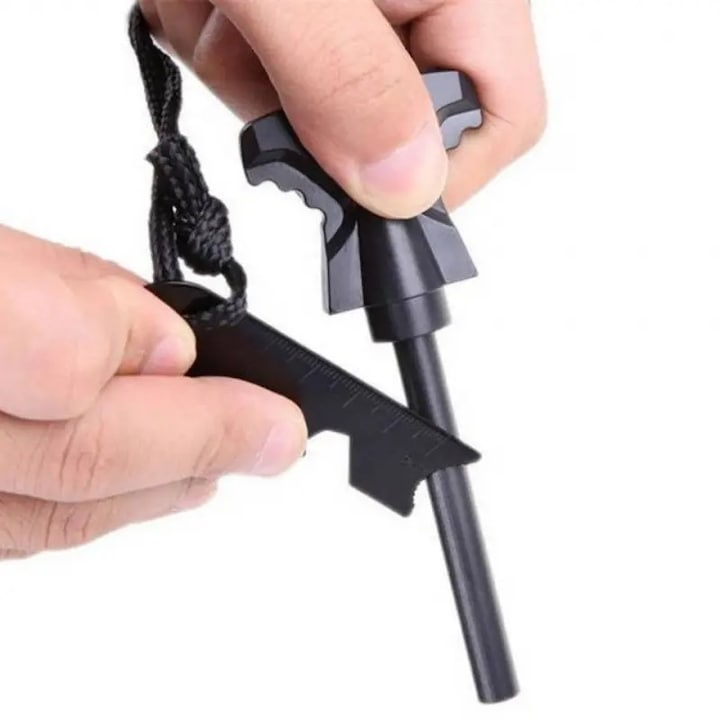 Amnar aprindere foc camping si supravietuire, tija feroceriu 10.8 cm, striker multifunctional cu rigla, rezistent la apa [4]