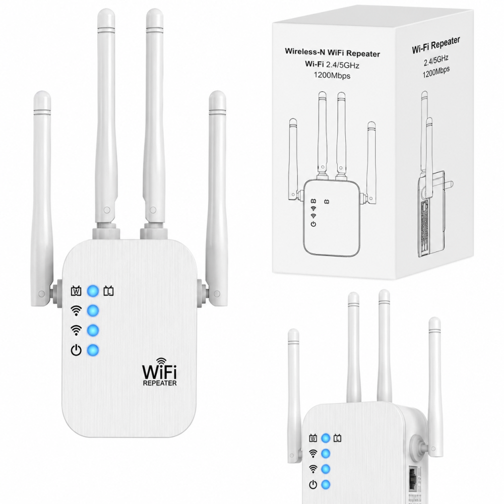 Amplificator semnal WiFi 1200 Mbps Dual Band AC1200, 2.4 GHz + 5 GHz, 4 antene externe, 1 WAN, 1 LAN, WPS, 5 moduri de functionare [3]