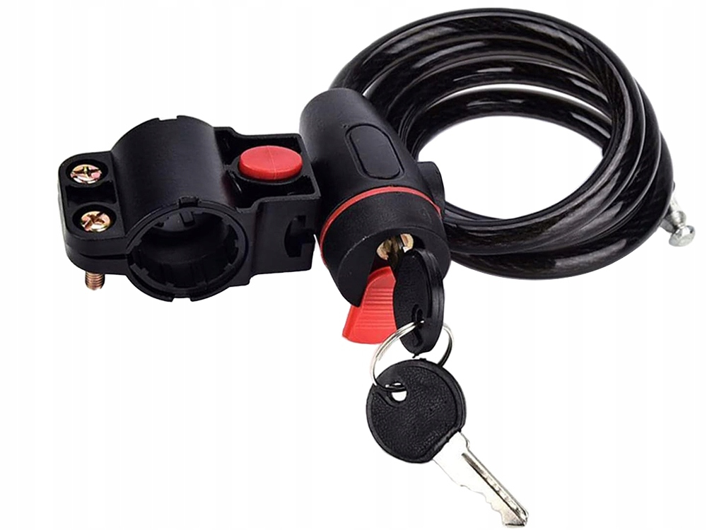 Antifurt bicicleta cu cheie, cablu din otel 120 cm, suport de montare pe cadru inclus, invelis PVC protector, sistem blocare rapida, negru [10]