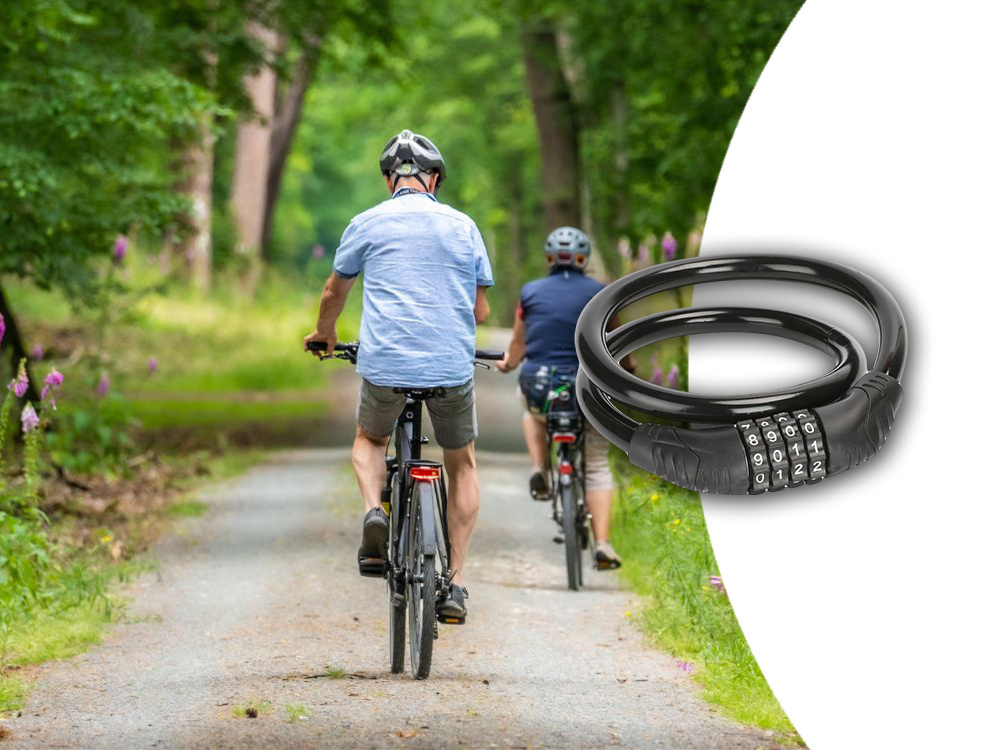 Antifurt bicicleta cu cifru 4 cifre, cablu otel flexibil 20 x 15 cm, combinatie resetabila, pentru bicicleta, trotineta, motocicleta, carucior, negru [6]