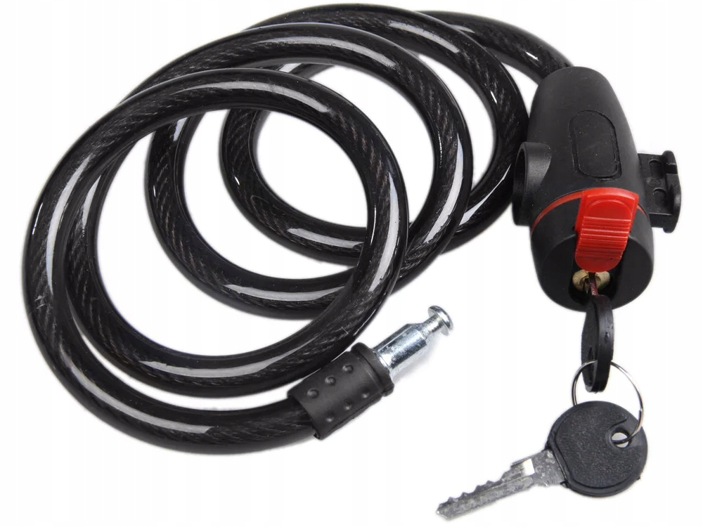 Antifurt bicicleta, negru 120 cm x 10 mm, cablu spiralat cu incuietoare pe cheie, sistem de prindere pe cadru si 2 chei incluse [2]