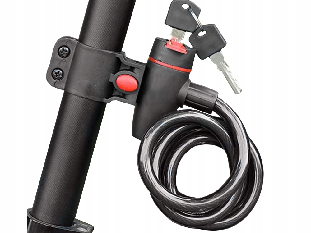 Antifurt bicicleta, negru 120 cm x 10 mm, cablu spiralat cu incuietoare pe cheie, sistem de prindere pe cadru si 2 chei incluse [4]