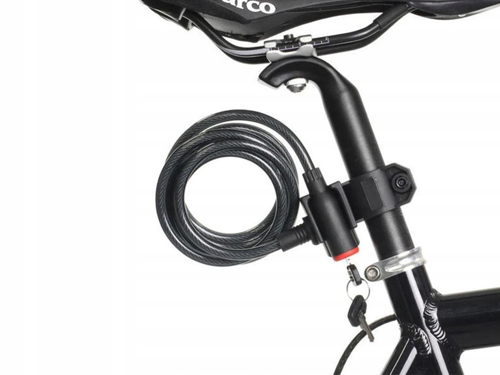 Antifurt bicicleta, negru 120 cm x 10 mm, cablu spiralat cu incuietoare pe cheie, sistem de prindere pe cadru si 2 chei incluse [7]
