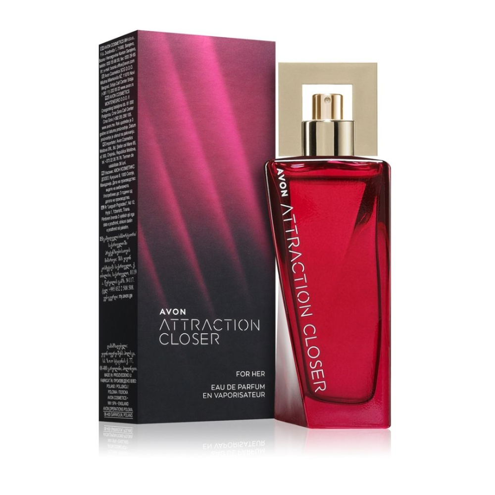 Apă de parfum Avon Attraction Closer pentru femei, 50 ml – floral-lemnoasă cu note de violete, zmeură și mosc alb, parfum elegant și modern [1]