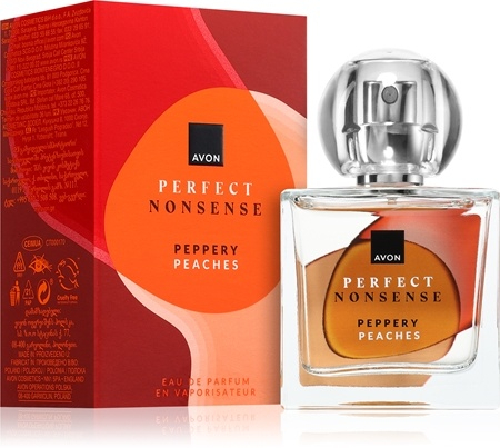 Apa de parfum Avon Perfect Nonsense Peppery Peaches 50 ml – floral-fructata pentru femei, cu note de piersica catifelata, piper roz, trandafir si boabe tonka [1]