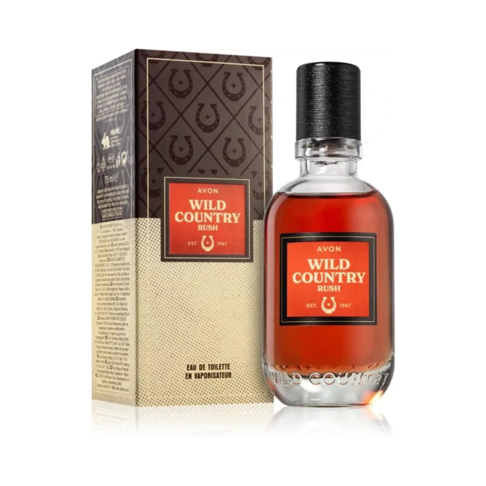 Apă de toaletă Avon Wild Country Rush 75 ml – aromatic-lemnoasă pentru bărbați, cu note de lavandă, bergamotă și lemn de cedru, perfectă pentru bărbatul dinamic și aventuros [1]