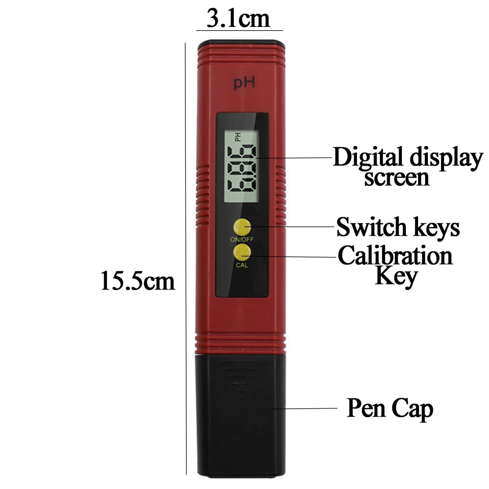 Tester de verificat pH-ul apei, raza 0.00–14.00, portocaliu, auto calibrare, cu indicator digital [3]