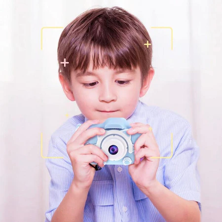 Aparat foto pentru copii,rezolutie 1080P HD,ecran 2 inch,12 MP + SD card inclus - Albastru [4]
