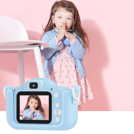 Aparat foto pentru copii,rezolutie 1080P HD,ecran 2 inch,12 MP + SD card inclus - Albastru [5]