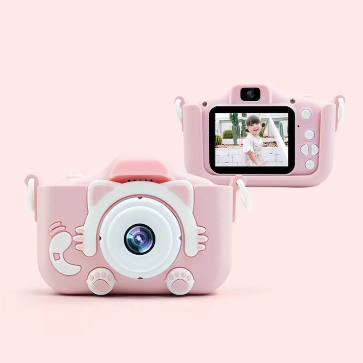 Aparat foto pentru copii,rezolutie 1080P HD,ecran 2 inch,12 MP - Roz [2]