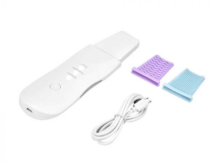 Aparat ingrijire faciala, lifting, curatare piele, cu 2 capete de silicon incluse - Alb [8]