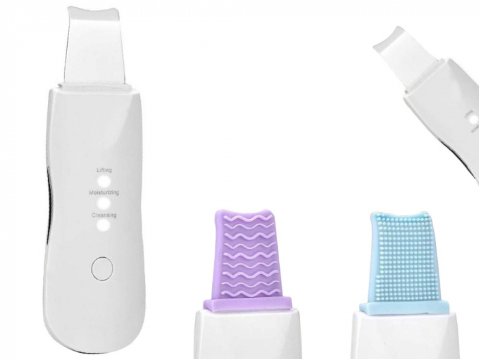 Aparat ingrijire faciala, lifting, curatare piele, cu 2 capete de silicon incluse - Alb [4]