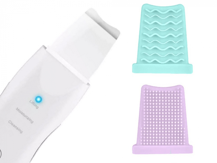Aparat ingrijire faciala, lifting, curatare piele, cu 2 capete de silicon incluse - Alb [7]
