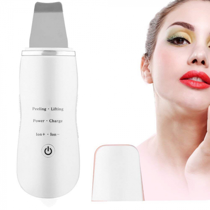 Aparat ultrasonic de curatare faciala si masaj relaxant/antiaging cu ultrasunete - Alb [4]