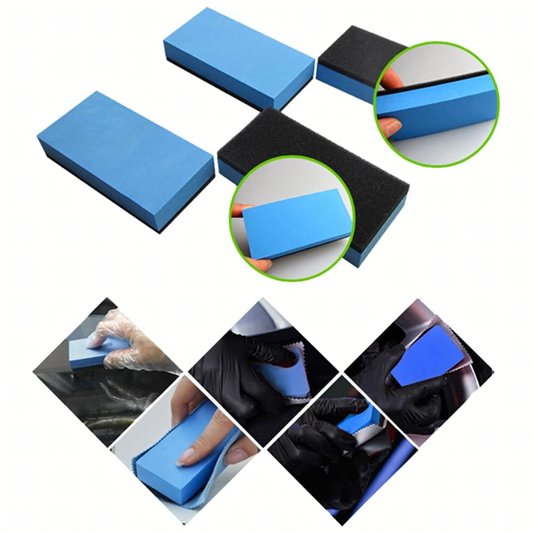 Aplicator detailing tip cub pentru acoperiri ceramice si ceara, 6,7 x 2,7 x 1,2 cm, burete cu strat din spuma fina, albastru/negru [7]