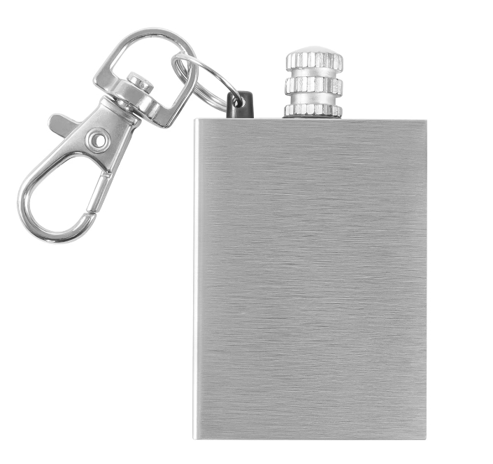 Aprinzator foc metalic tip breloc reutilizabil 5x3 cm compact pentru camping si supravietuire argintiu [3]