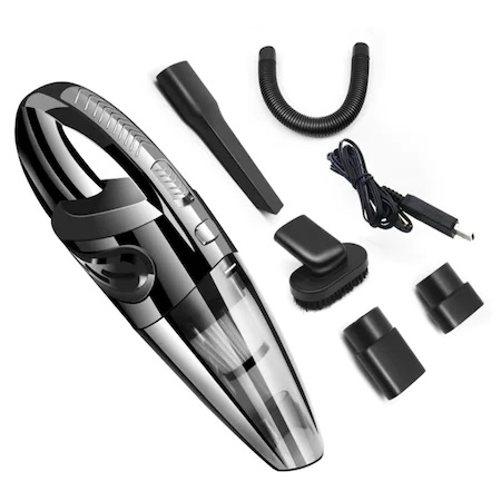 Aspirator auto 120W, alimentare USB, accesorii incluse + husa - Negru [2]