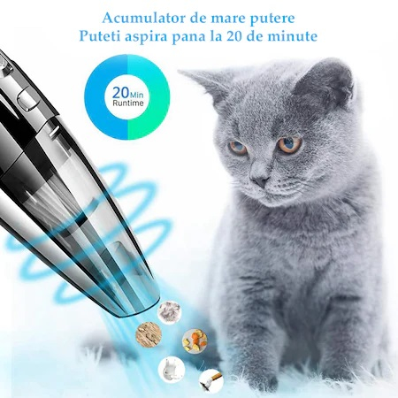 Aspirator auto 120W, incarcare USB, accesorii incluse - Negru [2]