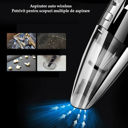 Aspirator auto 120W, incarcare USB, accesorii incluse - Negru [5]