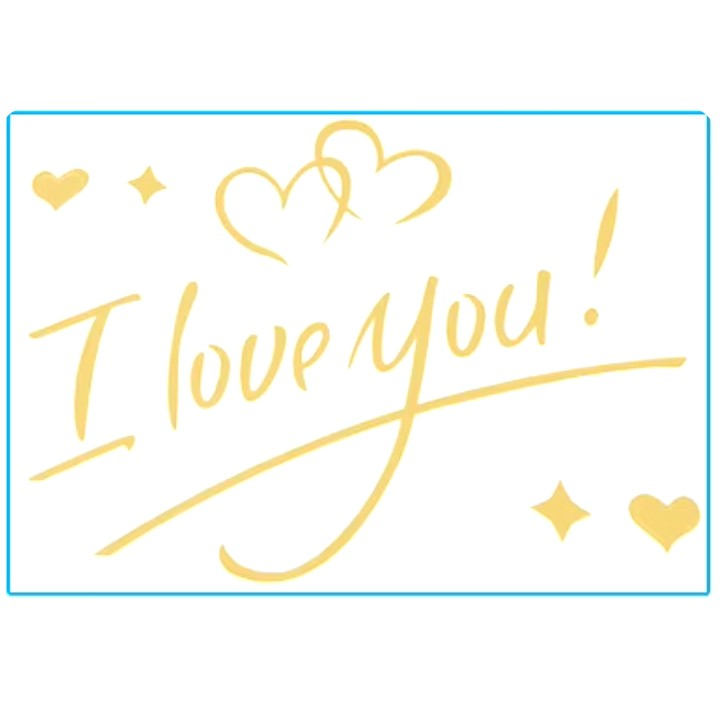 Autocolant decorativ I Love You cu inimioare, auriu, 21 x 29 cm, sticker autoadeziv din vinil pentru perete, geam, oglinda si mobilier [2]