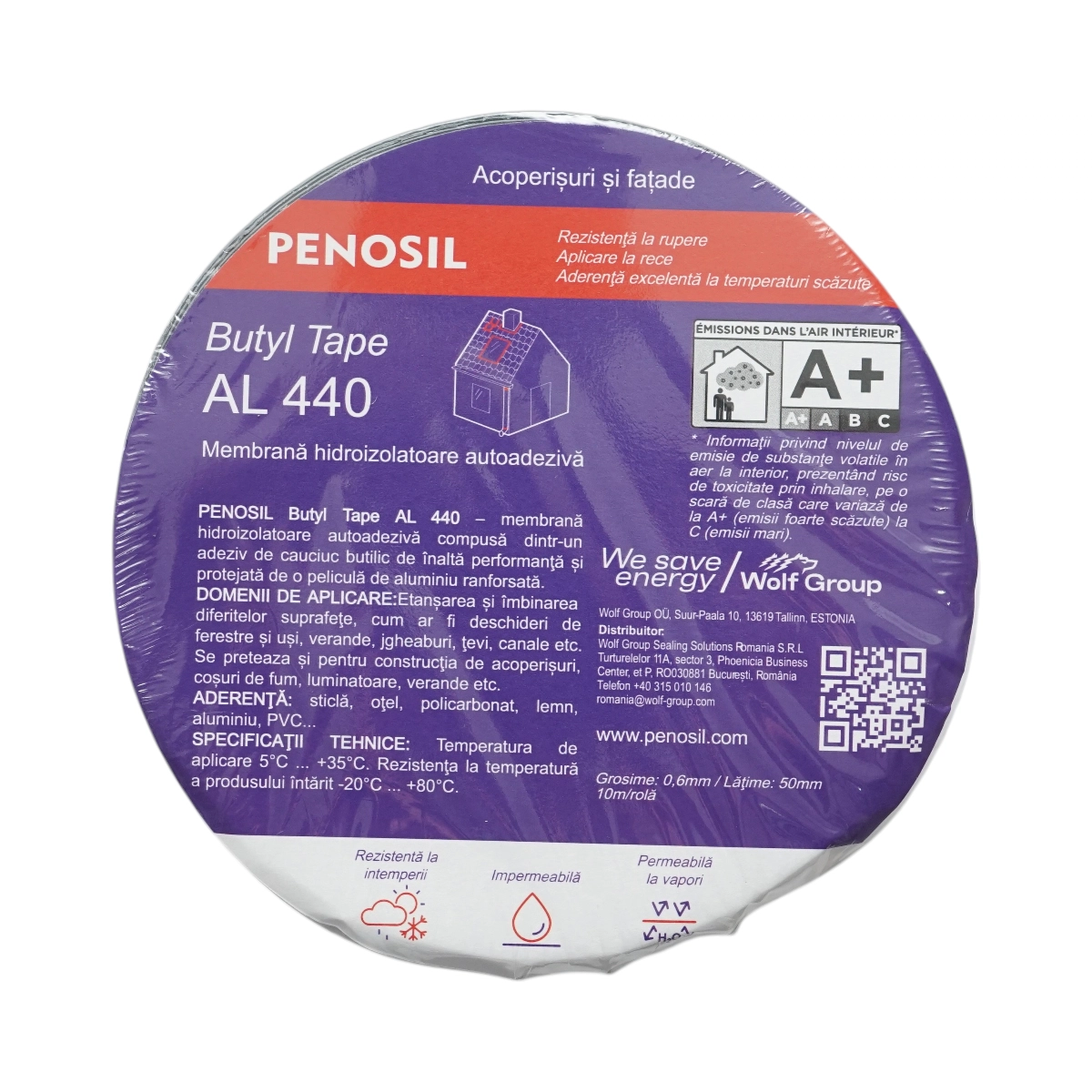 Banda argintie 0.6 x 50 mm x 10 m butilica hidroizolanta autoadeziva cu folie de aluminiu [2]