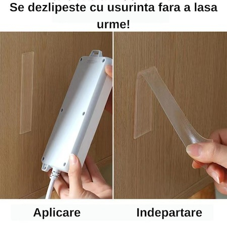 Banda dublu adeziva pentru uz casnic, rezistenta pana la 3 kg, elasticitate mare, lungime 3m [4]