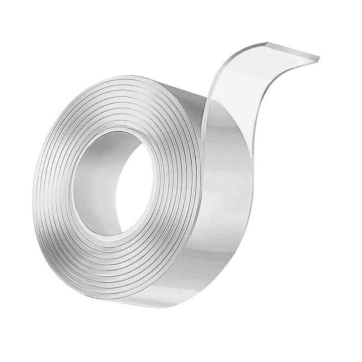 Banda dublu adeziva pentru uz casnic, reutilizabila, lungime 5 m, latime 2 cm, transparenta [9]