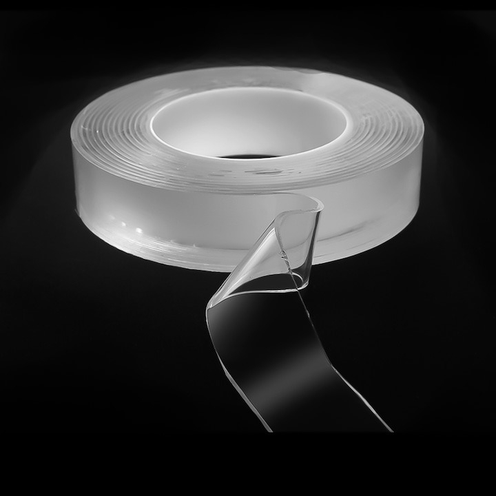 Banda dublu adeziva pentru uz casnic, reutilizabila, lungime 5 m, latime 2 cm, transparenta [11]