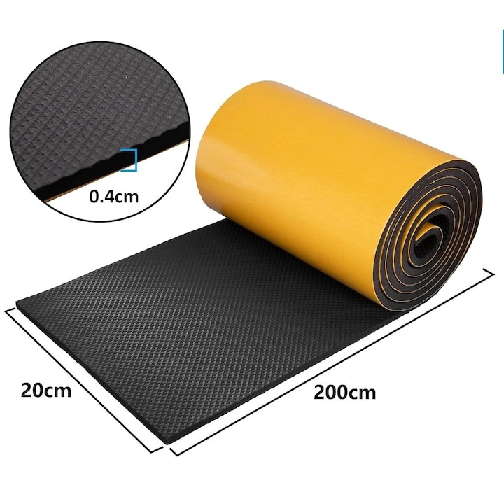 Banda protectoare pentru garaj si portiere, spuma EVA autoadeziva, amortizare impact, 200 x 20 x 0.4 cm, negru [9]