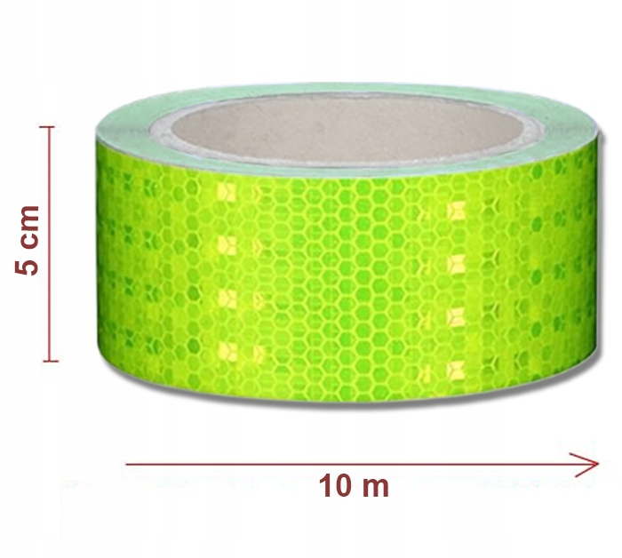 Banda Reflectorizanta Autoadeziva Verde Fluorescent, 10 m x 5 cm, Reflectie Puternica, Rezistenta la Intemperii, pentru Marcaj, Semnalizare si Siguranta [3]