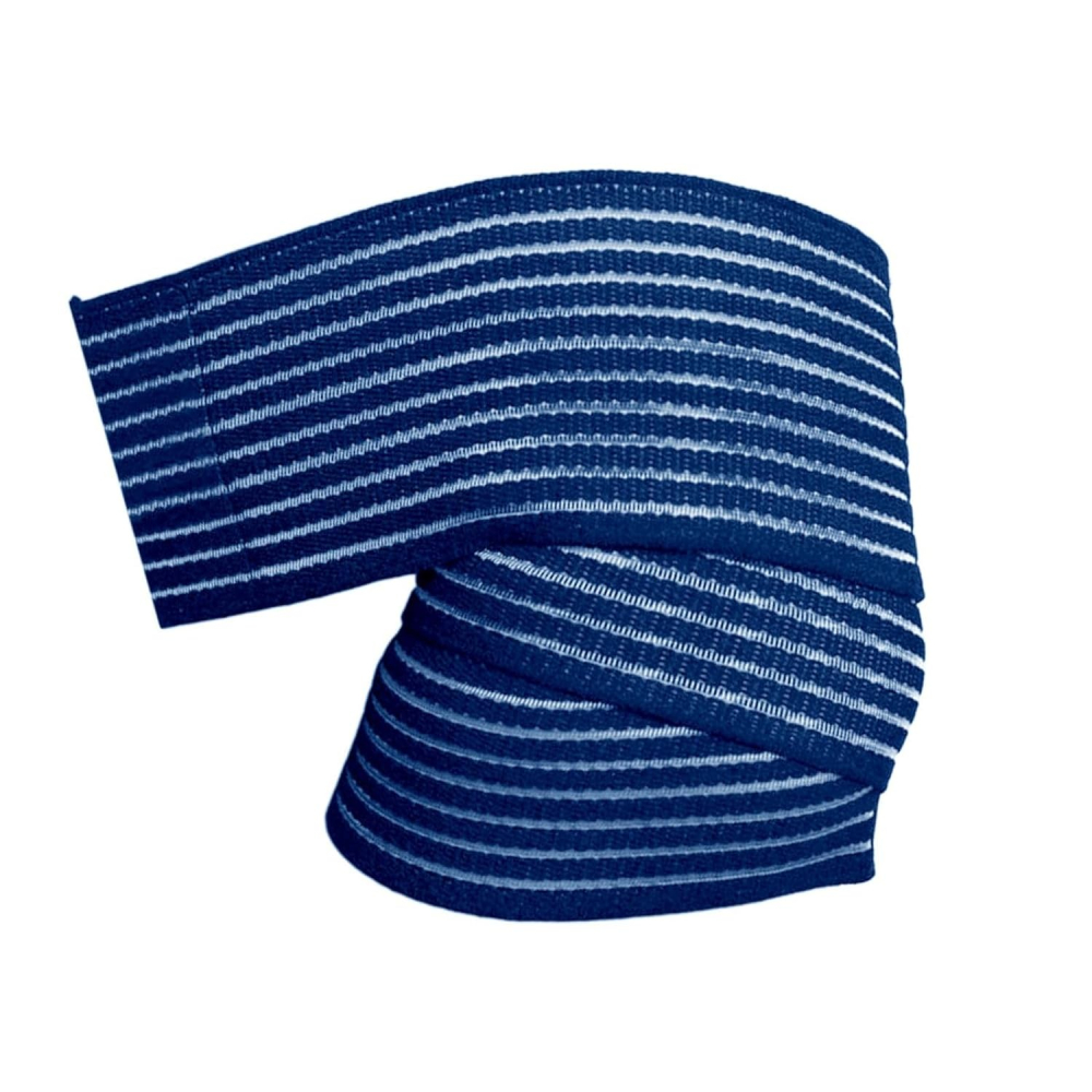 Bandaj elastic compresiv universal cu prindere Velcro, 180 x 7.5 cm, pentru genunchi, cot, glezna, incheietura si coapsa, nailon, albastru [2]