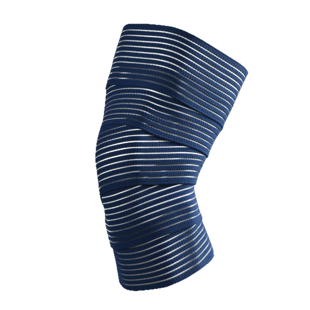 Bandaj elastic compresiv universal cu prindere Velcro, 180 x 7.5 cm, pentru genunchi, cot, glezna, incheietura si coapsa, nailon, albastru [6]