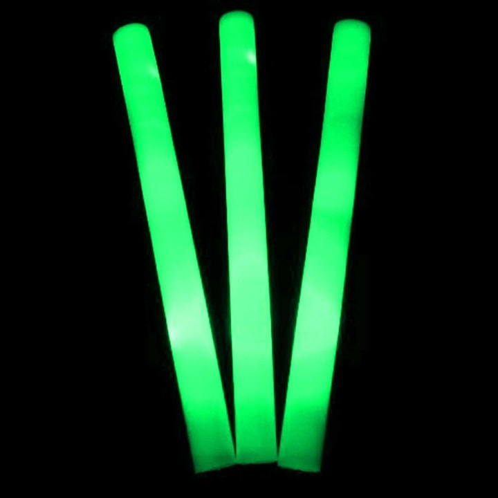 Baston LED din spuma pentru evenimente si concerte, efect luminos party, 47 cm, verde [7]