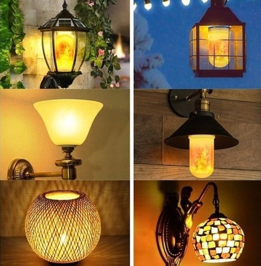 Bec LED flacara alb cald 15 x 6 cm, E27, 9W, efect flacara vie, 3 moduri iluminare, 1300-1800K, IP44, decorativ [9]