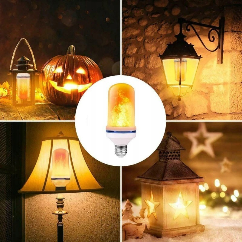 Bec LED flacara alb cald 15 x 6 cm, E27, 9W, efect flacara vie, 3 moduri iluminare, 1300-1800K, IP44, decorativ [7]