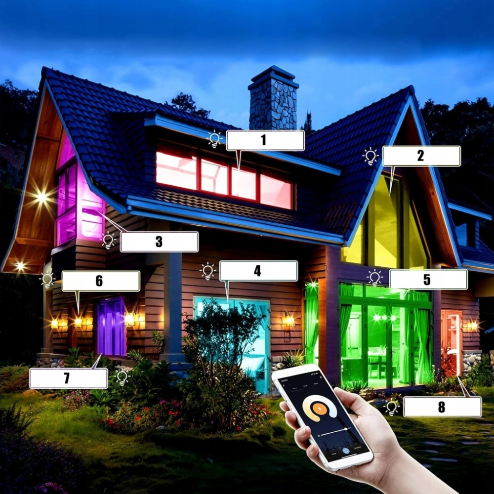 Bec LED inteligent RGB E27 A60, WiFi, 9W, 806 lm, lumina reglabila 2700-6500K, control prin aplicatie si comanda vocala [8]
