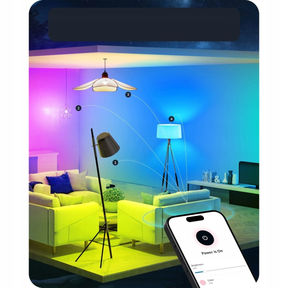 Bec LED inteligent RGB E27 A60, WiFi, 9W, 806 lm, lumina reglabila 2700-6500K, control prin aplicatie si comanda vocala [3]