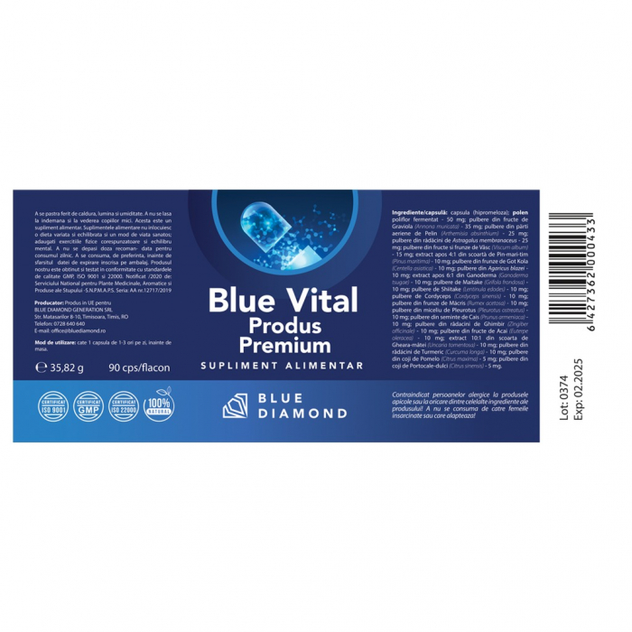 Blue Vital Premium, previne aparitia bolilor, 21 ingrediente, cantitate 90 capsule [2]