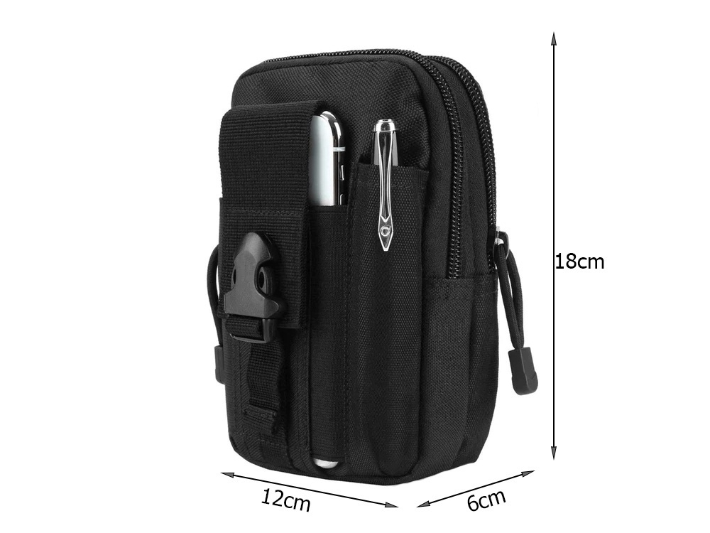 Borseta tactica militara MOLLE pentru centura, impermeabila, compartimentata, organizator EDC, outdoor camping, drumetii, ciclism, neagra [8]