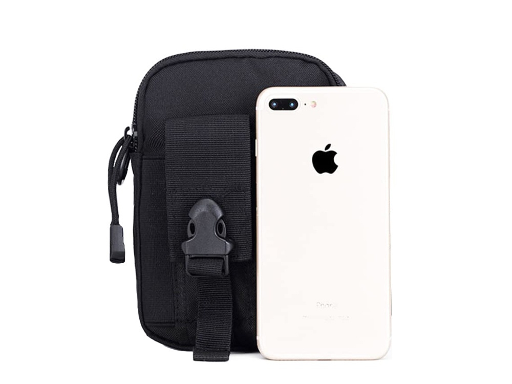 Borseta tactica militara MOLLE pentru centura, impermeabila, compartimentata, organizator EDC, outdoor camping, drumetii, ciclism, neagra [10]