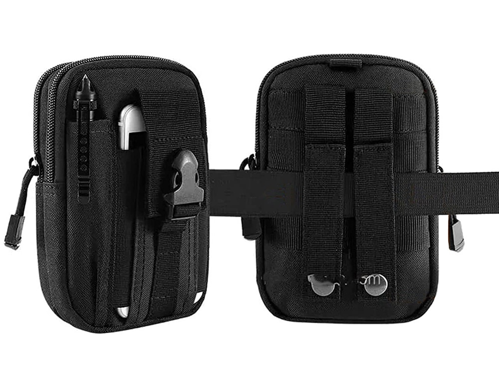 Borseta tactica militara MOLLE pentru centura, impermeabila, compartimentata, organizator EDC, outdoor camping, drumetii, ciclism, neagra [9]