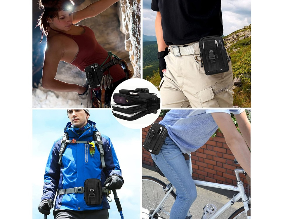 Borseta tactica militara MOLLE pentru centura, impermeabila, compartimentata, organizator EDC, outdoor camping, drumetii, ciclism, neagra [15]