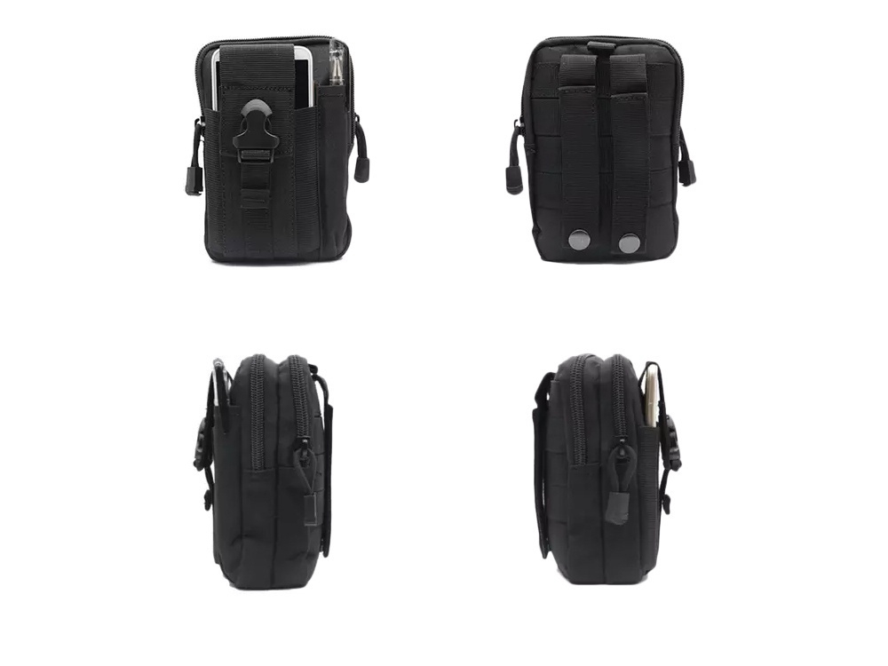 Borseta tactica militara MOLLE pentru centura, impermeabila, compartimentata, organizator EDC, outdoor camping, drumetii, ciclism, neagra [11]