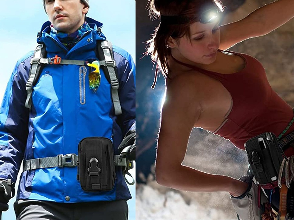 Borseta tactica militara MOLLE pentru centura, impermeabila, compartimentata, organizator EDC, outdoor camping, drumetii, ciclism, neagra [7]