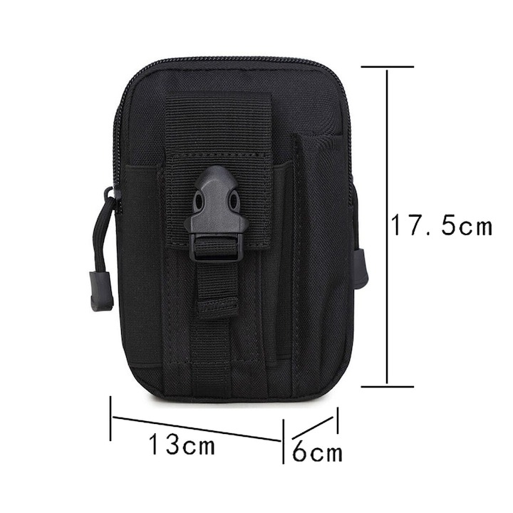 Borseta tactica, militara multifunctionala pentru camping, drumetii, pescuit, 18x13x6 cm - Negru [4]