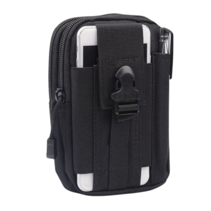 Borseta tactica pentru talie multifunctionala 1L, organizator EDC, poliester rezistent, impermeabila, neagra, 18 cm [7]