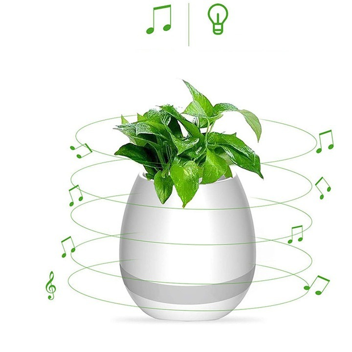 Boxa bluetooth, ghiveci muzical cu lumina de veghe, 5W - Alb [5]