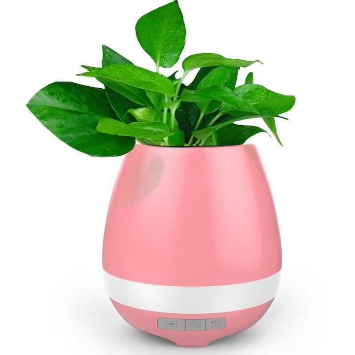 Boxa bluetooth, ghiveci muzical cu lumina de veghe, 5W - Alb [9]
